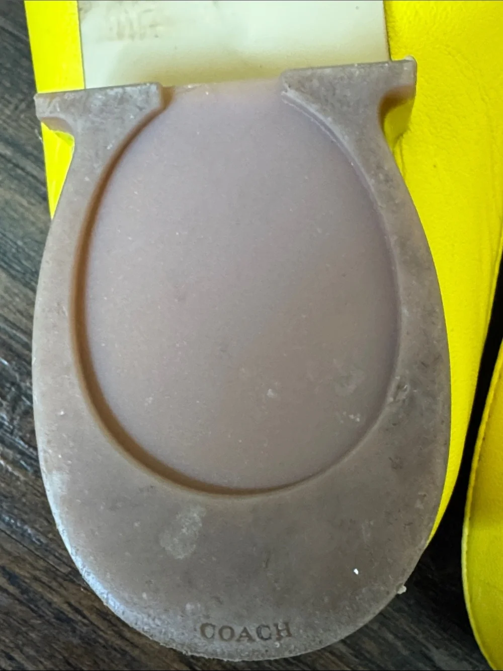 COACH Buttercup Yellow Leather Slip-On Mules with Gold Hardware - Picture 12 of 13